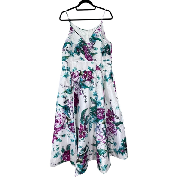 Eshakti Satin Floral Spaghetti Strap Lined Dress Size XL Party Wedding Cottage - Picture 1 of 9
